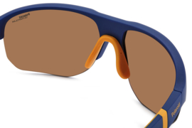Polaroid® Blue & Orange Sports Master Half Rim Sport Zonnebril Halfopen Sportzonnebril + Hoofdband