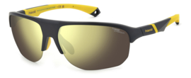 Polaroid® Black & Yellow Sports Master Half Rim Sport Zonnebril Spiegel Sportzonnebril + Hoofdband