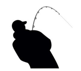 Vissticker Visser Zwart Silhouet  7 x 7 cm Contour Gesneden Vis Sticker Vrijstaand Vissen Auto