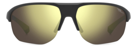 Polaroid® Black & Yellow Sports Master Half Rim Sport Zonnebril Spiegel Sportzonnebril + Hoofdband