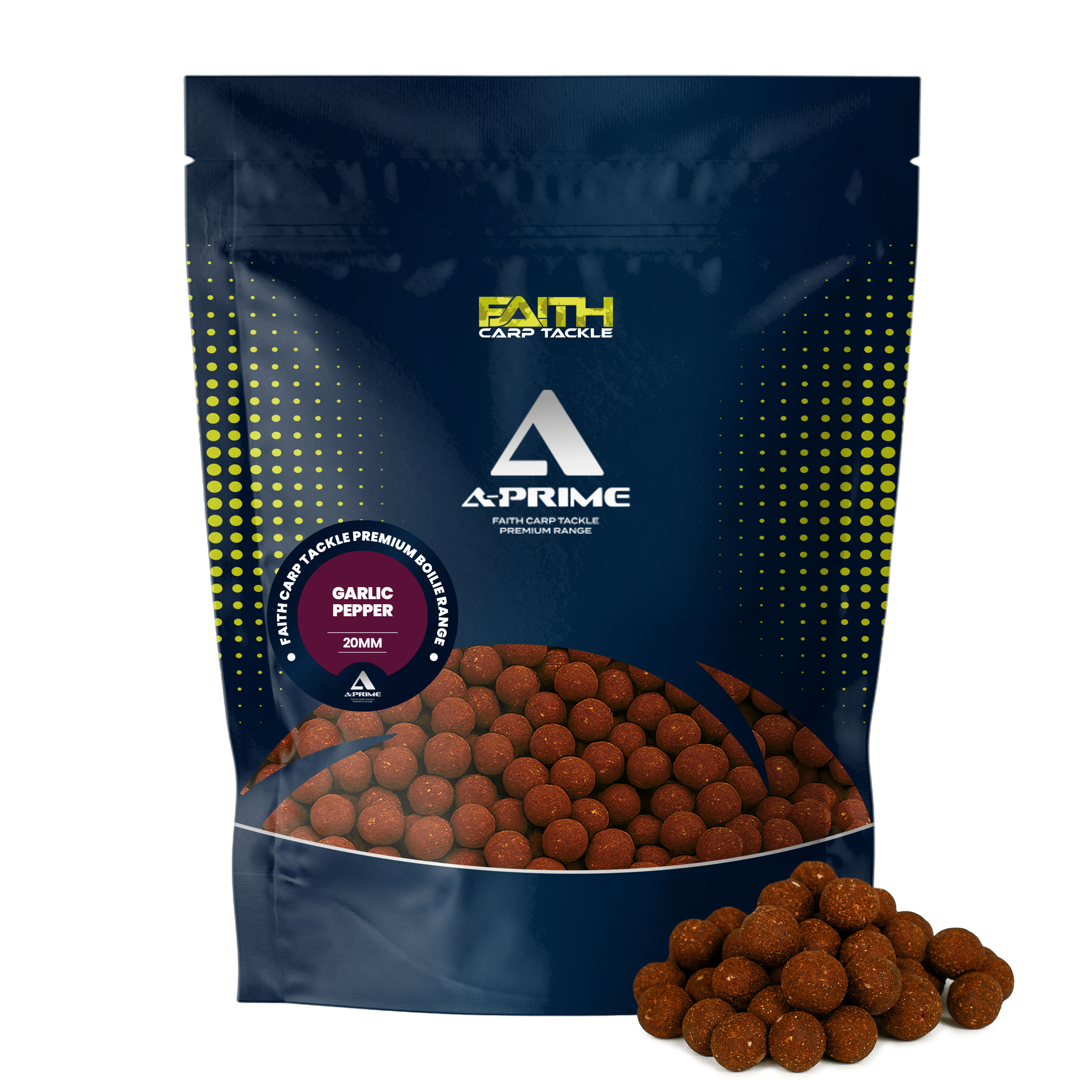 Faith A-Prime Boilies 1 kg Garlic/Pepper 20 mm - Met Verse Eieren High Energie Natuurlijk Houdbaar