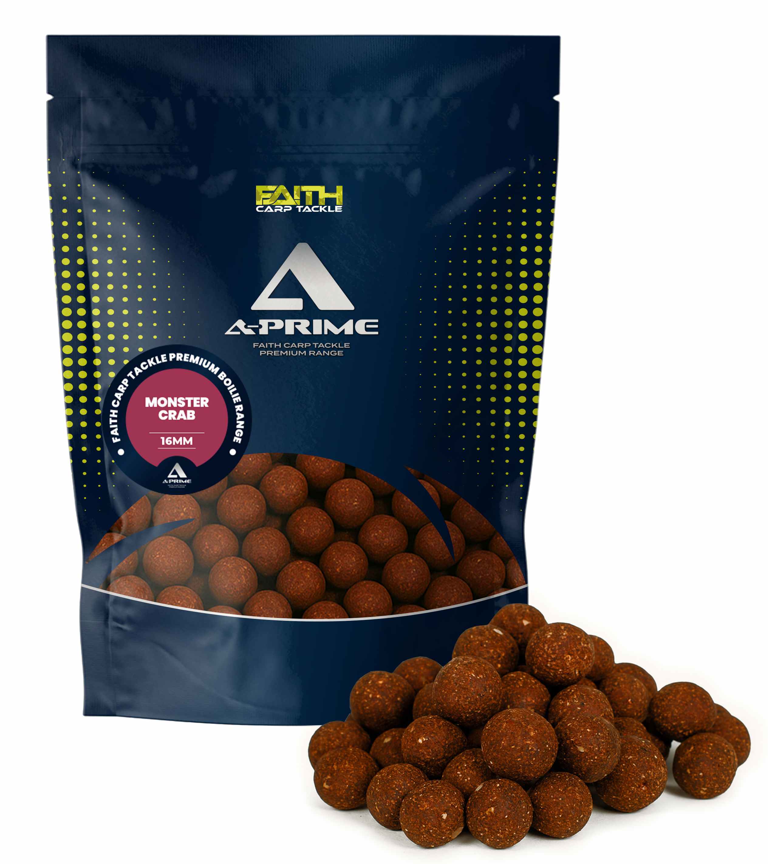 Faith A-Prime Boilies 1 kg Monster Crab 16 mm - Met Verse Eieren - High Energie Natuurlijk Houdbaar
