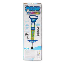 Luxe Verlichte PogoFlasher Pogostick Blauw 89 cm Pogo Stick 35 Kilo Springstok Met Led Verlichting