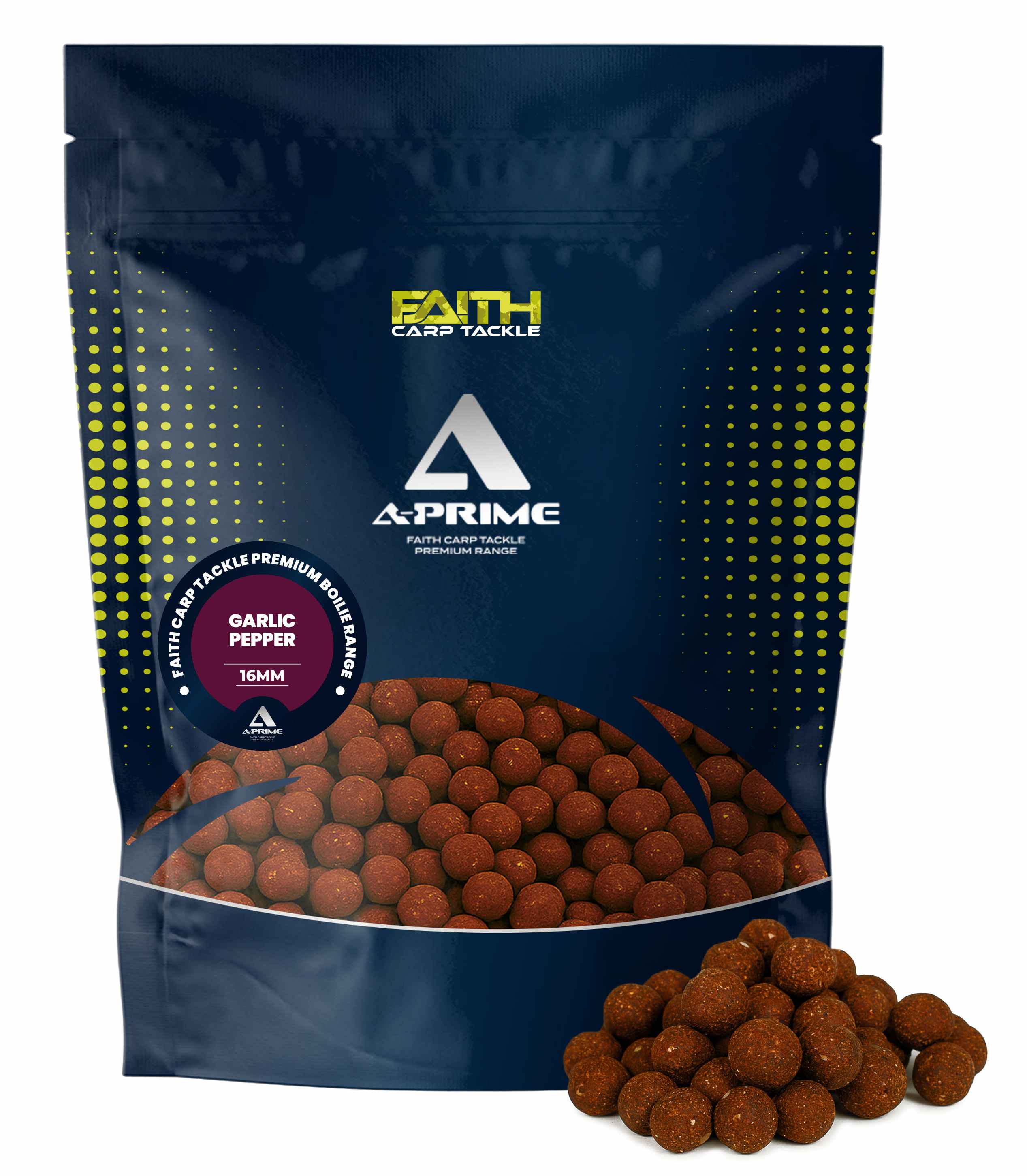 Faith A-Prime Boilies 1 kg Garlic/Pepper 16 mm - Met Verse Eieren High Energie Natuurlijk Houdbaar