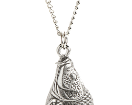 Hanger Schubkarper + Ketting Zilver 45 cm (Dames)