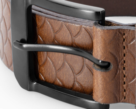 High Quality Riem Bruin 135 cm XL / XXL Leren Lederen Broekriem Schubben Vissen Visriem Motief Leer