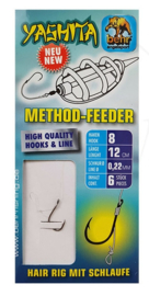 6 x Kant-en-Klare Nylon Feeder Onderlijnen + Hairlus Onderlijn 22/00 Haakmaat 8 Method Feedervissen Vis Onderlijnen