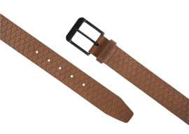 High Quality Riem Bruin 135 cm XL / XXL Leren Lederen Broekriem Schubben Vissen Visriem Motief Leer