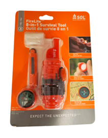 SOL Preppers 8 in 1 Rescue Survival Tool Kit Vuurstarter Tondel Kompas Noodfluit Tindercord  Spiegel