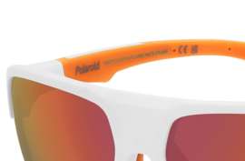 Polaroid® White & Orange Half Rim SportZonnebril Verstelbare Poten + Neus Halfopen Sport Zonnebril
