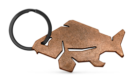 Vis Sleutelhanger Karper + Flesopener Brons Keyring Carp Fles Opener Viscadeau Vissen Cadeau Visser