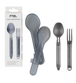 Titanium Bestekset Spork Mes Vork Lepel + Opbergcase