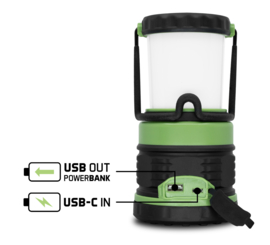 Oplaadbare Tentlamp + Powerbank Campinglamp Anti Muggenlamp Wit & Groen Licht Vislamp Jachtlamp Lamp