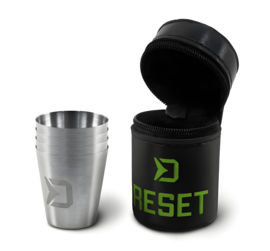 Reisset 4 x RVS Shotglaasjes In Etui 30 ml Shotglazen Setje Reset Onbreekbare Shot Glazen Glaasjes