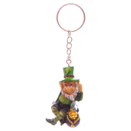 Set 6 x Sleutelhanger Ierse St Patrick’s Day Gelukskabouters Met Goud En Geluksklavers