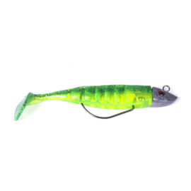 3 x roofvis shads 11 cm tiger green + loodkop 26 gram