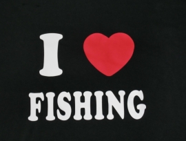 `I Love Fishing` Vis T-shirt - Zwart