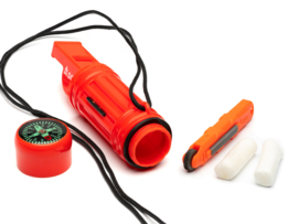 SOL Preppers 8 in 1 Rescue Survival Tool Kit Vuurstarter Tondel Kompas Noodfluit Tindercord  Spiegel