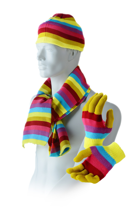 Superleuke Regenboogset Winterse XL Sjaal + Handschoenen + Muts