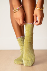 Groene glitter sokken met lurex