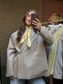 Boxy blazer - Beige krijtstreep