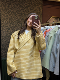 Boxy blazer - Geel geruit