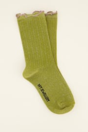 Groene glitter sokken met lurex