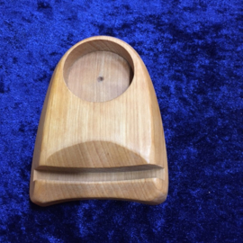 Houder voor agaatschijf 11x8,3 cm voor waxinelichtje met glas,  Franke houtsnijwerk
