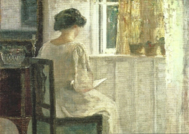Lezend meisje in zondoorstroomde kamer, Carl Holsoe