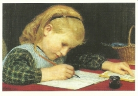 Schrijvend meisje, Albert Anker