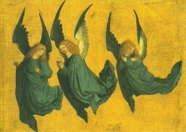Drie zwevende engelen, Meister des Hausbuchs