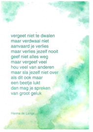 Onverschrokken reis ik altijd richting zee, Hanna de Lange, kaartenset met mooie spreuken