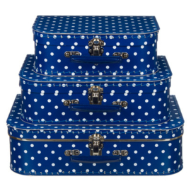 Koffertje Blauw met witte stip (25x18x8,5cm)
