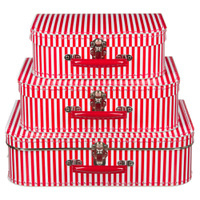 Koffertje rood/ wit gestreept (25x18x8,5 cm)