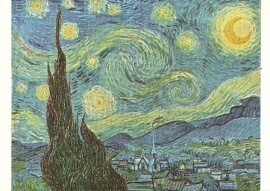 Sterrennacht met cypressen en dorp, Vincent van Gogh