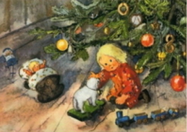 Kind onder kerstboom, Mili Weber
