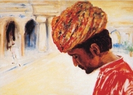 Man in Samode Haveli paleis, Marjan van Zeyl