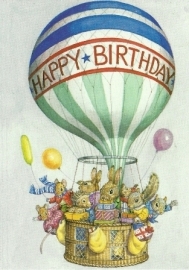 Dieren met cadeautjes in mandje luchtballon, Audrey Tarrant