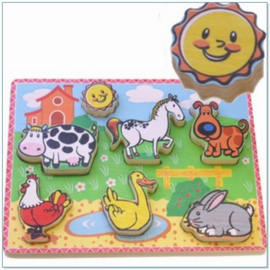 Houten puzzel boerderij (dikke stukken)
