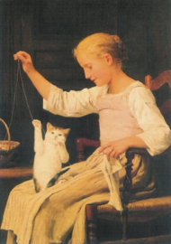 Meisje met kat, Albert Anker