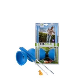 Diabolo rubber met metalen stokjes blauw