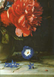 Bloemen in een witte stenen vaas, Dirck de Bray