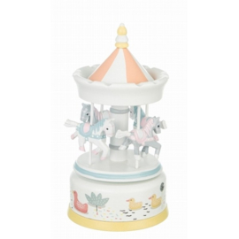 Muziekdoosje Carrousel met ronddraaiende paarden pastel