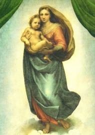 poster Sixtijnse madonna, Rafael, uitsnede, middel