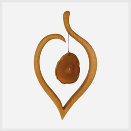 Houten lindenblad met agaat (17cm)
