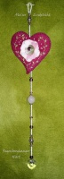 Regenboog hanger Hart  met Swarovski kristal en Rozenkwarts (lengte 30cm) (zelfmaakpakketje)