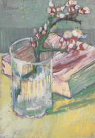 Bloeiende amandeltwijg in glas met boek, Vincent van Gogh, dubbele kaart