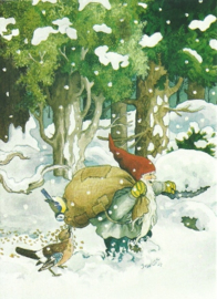 Dwerg met vogelvoer in de sneeuw, Inge Löök
