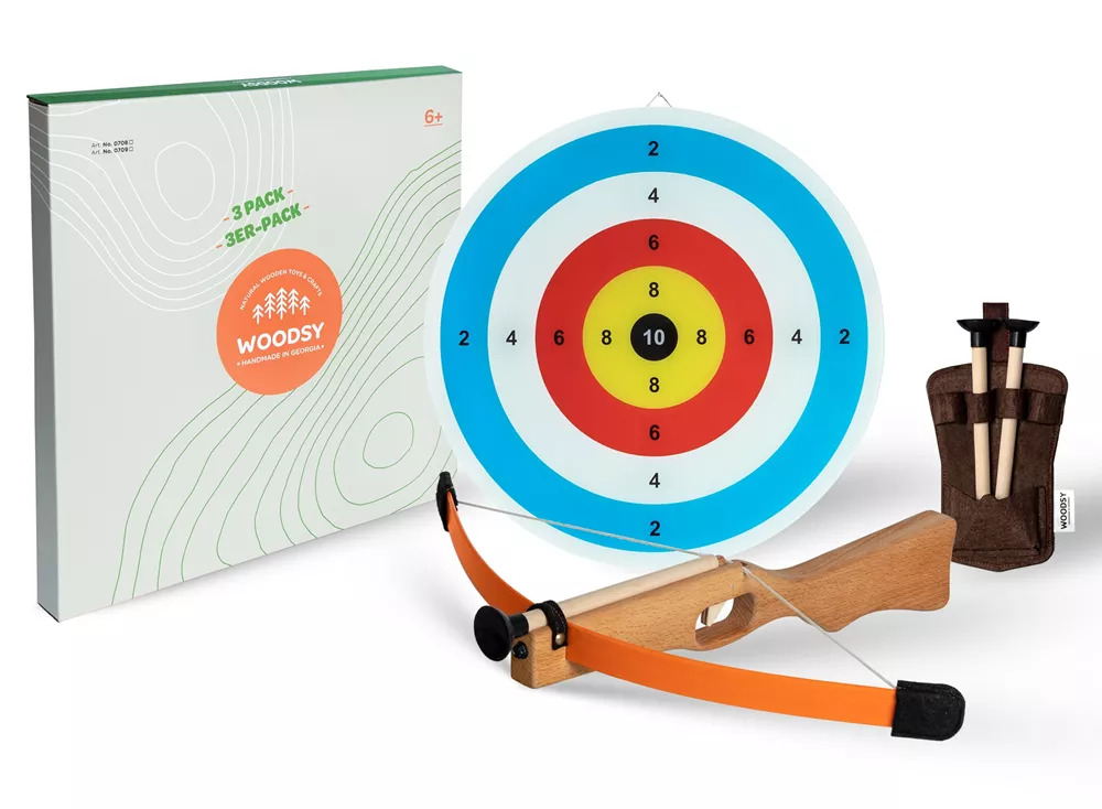 Woodsy houten kruisboog+pijlen+houder+ schietschijf (6+)