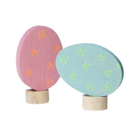 Steker twee paaseieren blauw en roze